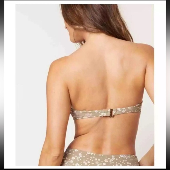 Andie Swim The Bora Bora Bandeau Bikini Top- Ditsy Floral Olive - Picture 2 of 6